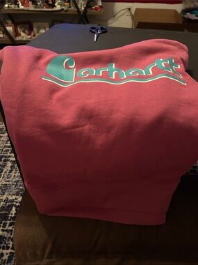 Carhartt Pink Sweatshirt with Teal Logo